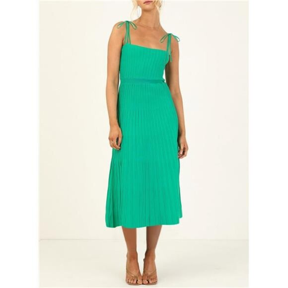 Women's Ribbed Knit Summer Maxi Dress – Tie Straps, Square Neck, Party-Ready - Picture 2 of 7